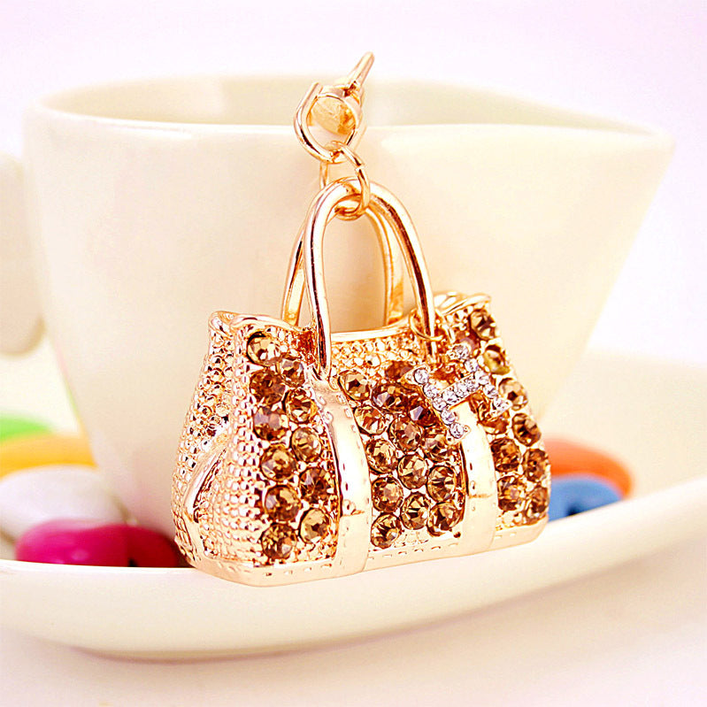 Wholesale Rhinestone Crystal Handbag Zinc Alloy Keychain